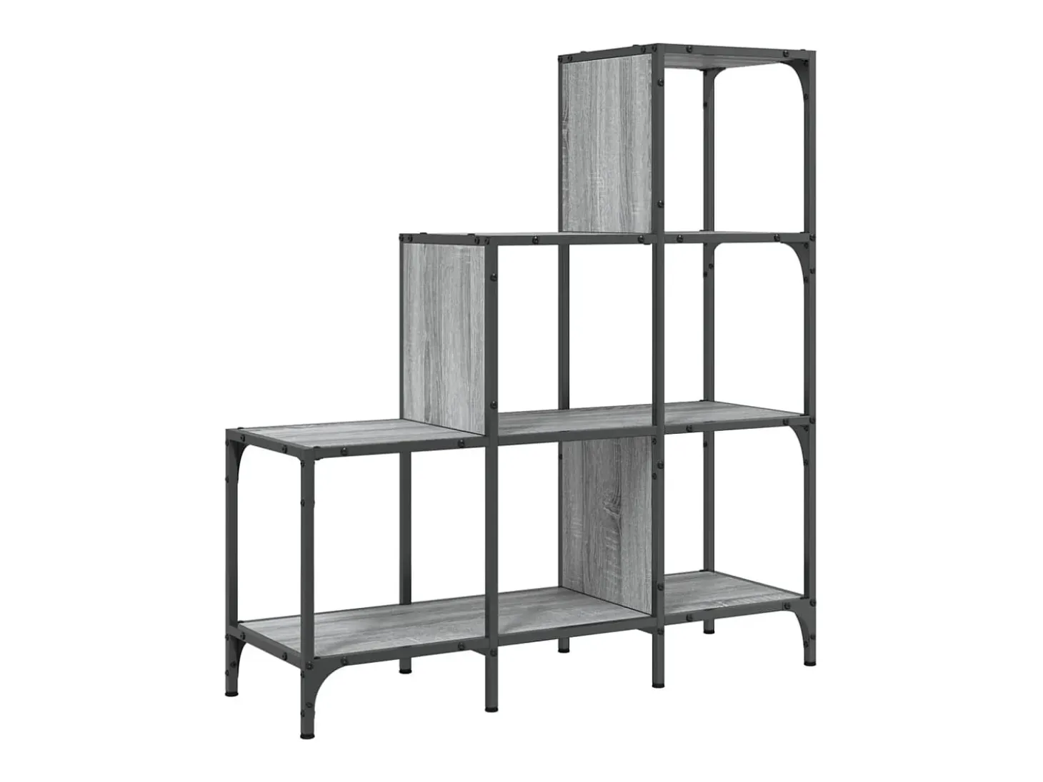 Estantería madera ingeniería y metal gris Sonoma 92x30x102 cm