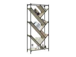 Estantería madera ingeniería y metal roble Sonoma 79x30x180 cm