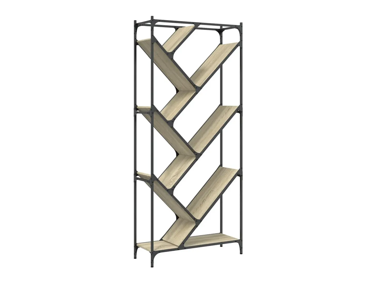 Estantería madera ingeniería y metal roble Sonoma 79x30x180 cm