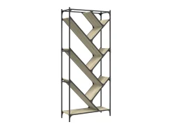 Estantería madera ingeniería y metal roble Sonoma 79x30x180 cm
