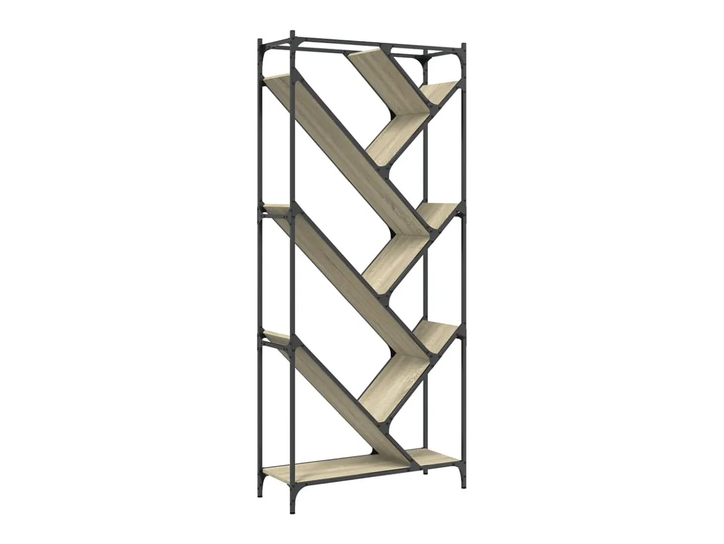 Estantería madera ingeniería y metal roble Sonoma 79x30x180 cm