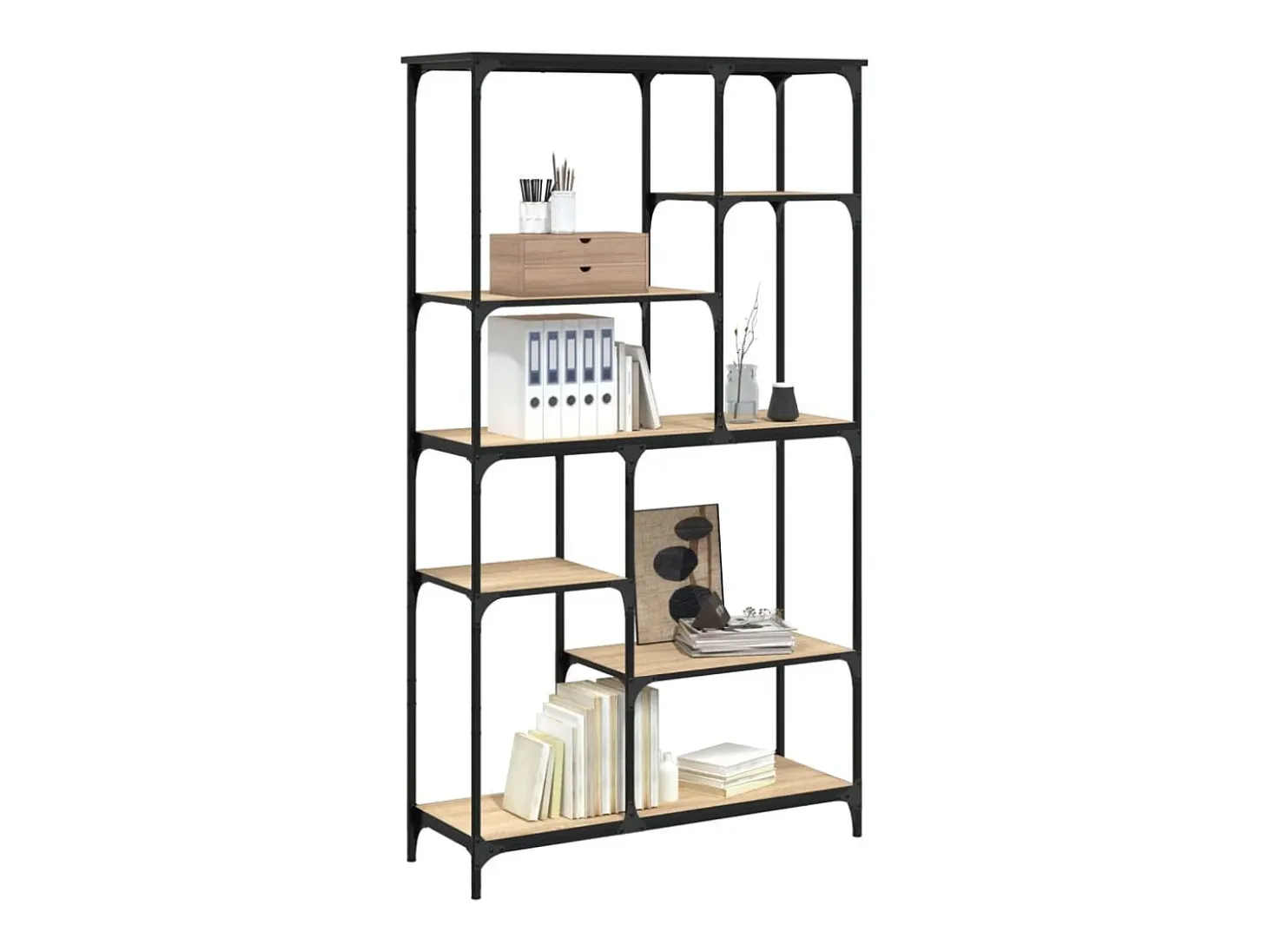 Estantería madera ingeniería acero roble Sonoma 99x35,5x176 cm