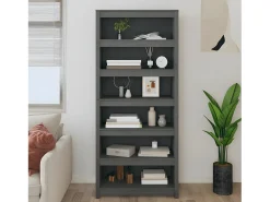 Estantería madera maciza de pino gris 80x35x183 cm