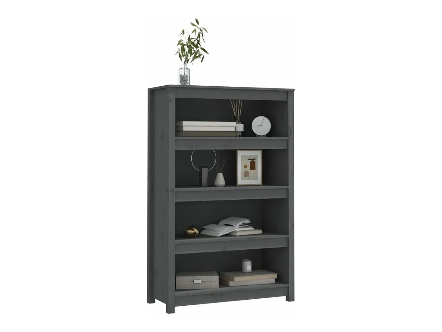Estantería madera maciza de pino gris 80x35x126 cm
