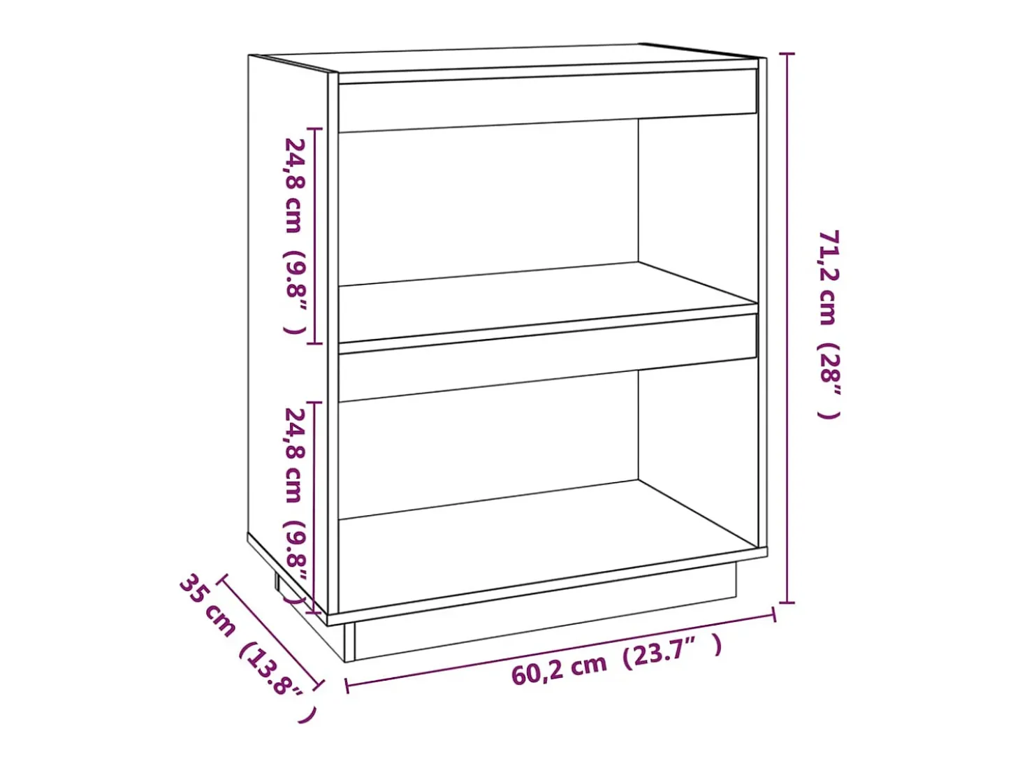 Estantería madera maciza de pino gris 60x35x71 cm