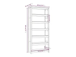 Estantería madera maciza de pino blanca 80x35x183 cm