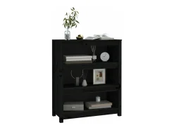 Estantería madera maciza de pino negra 80x35x97 cm