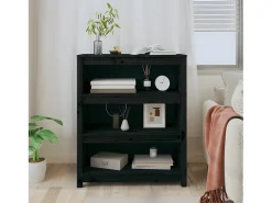 Estantería madera maciza de pino negra 80x35x97 cm