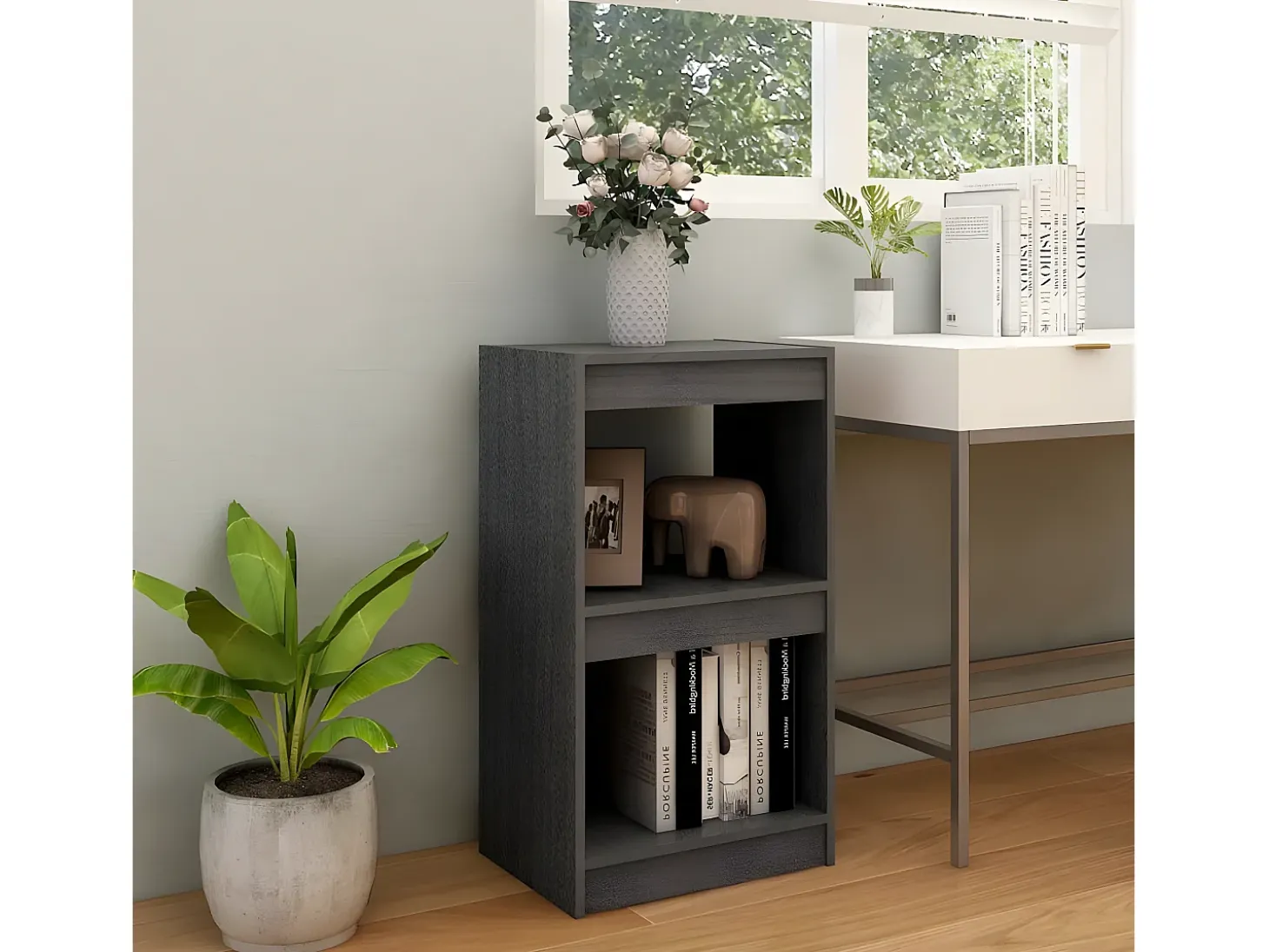 Estantería madera maciza de pino gris 40x30x71,5 cm