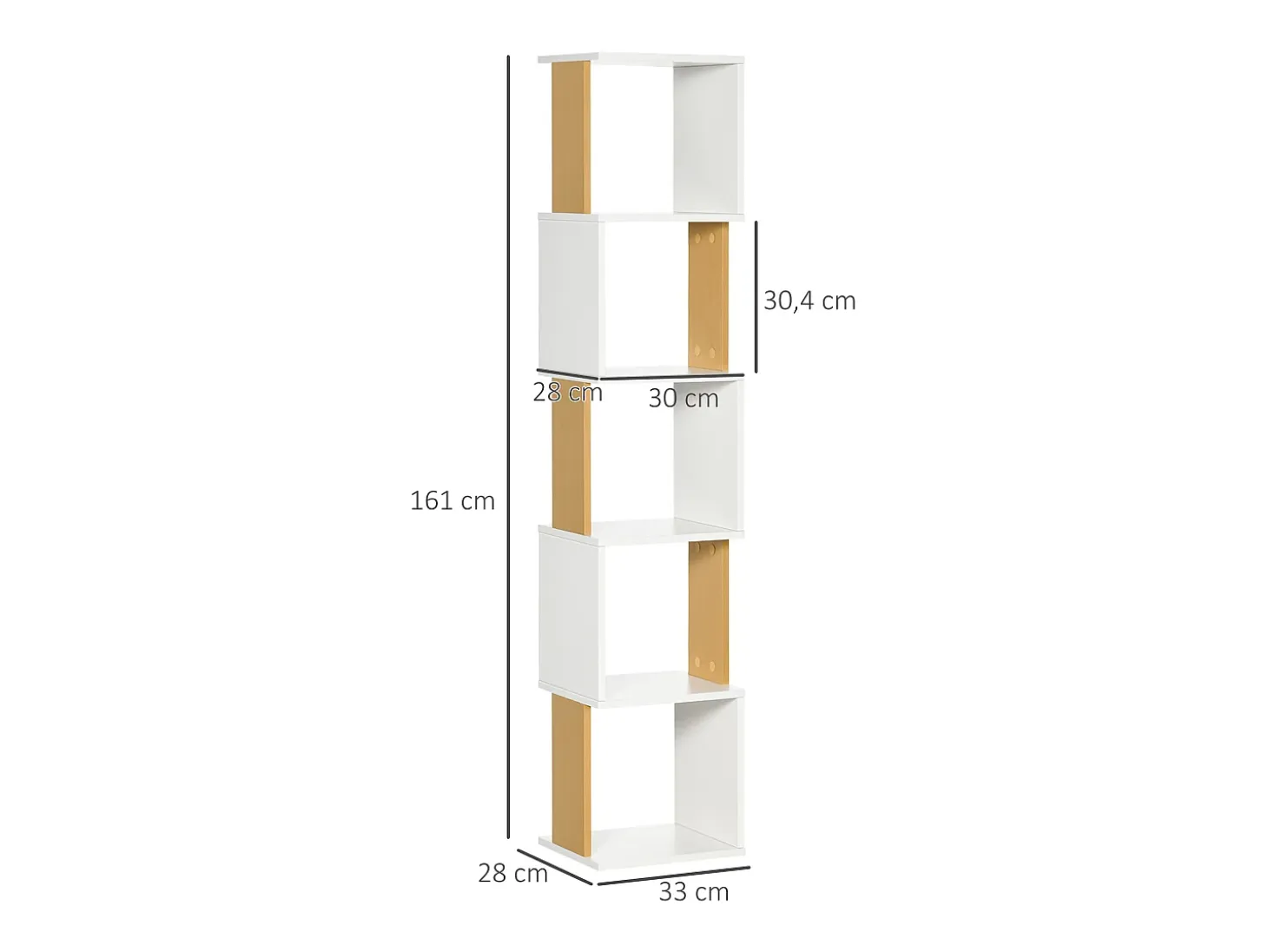Estantería natural y blanco 33x28x161 cm HOMCOM