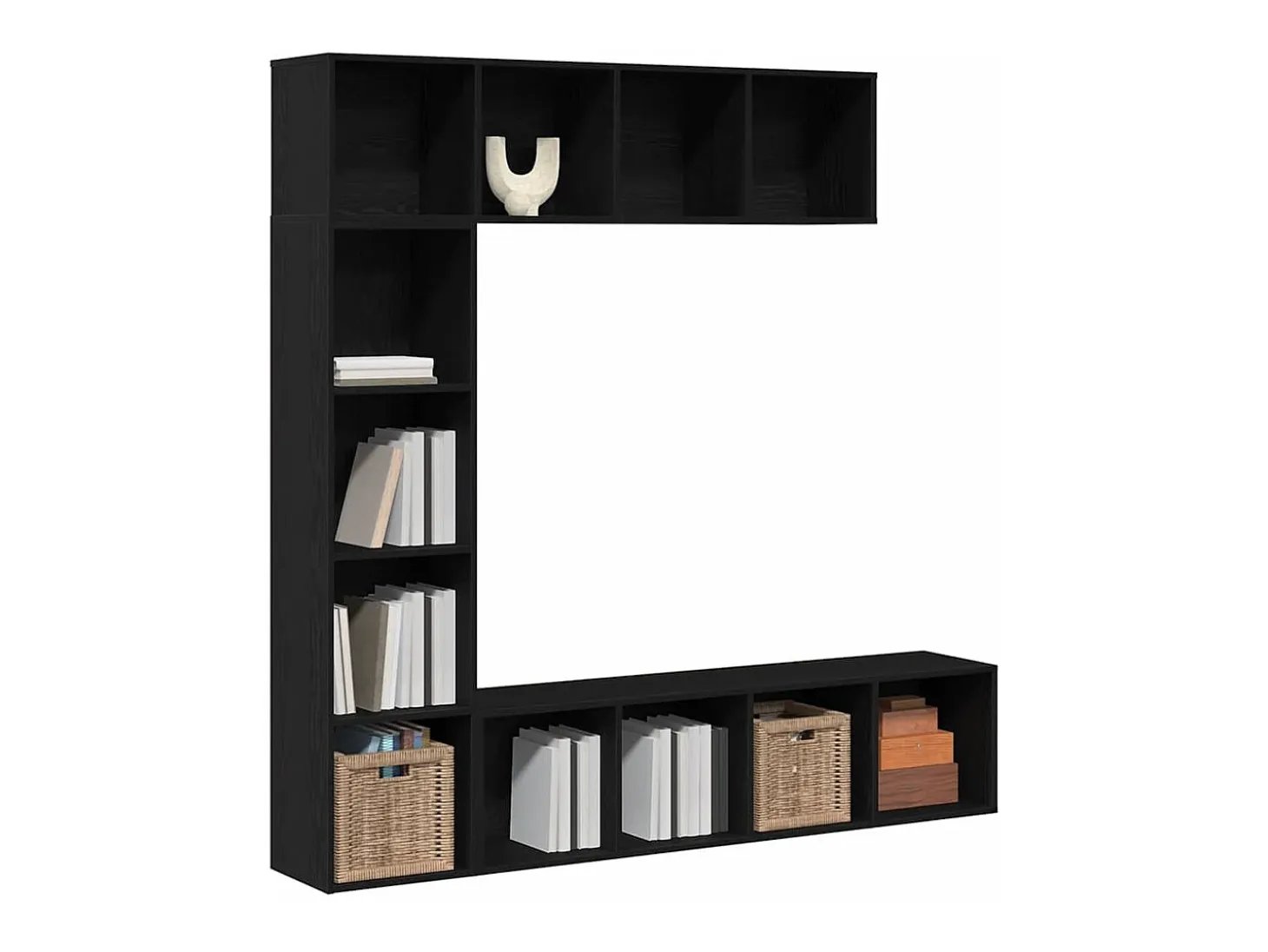 Estantería para libros 3 piezas Roble Negro 36 x 30 x 143 cm