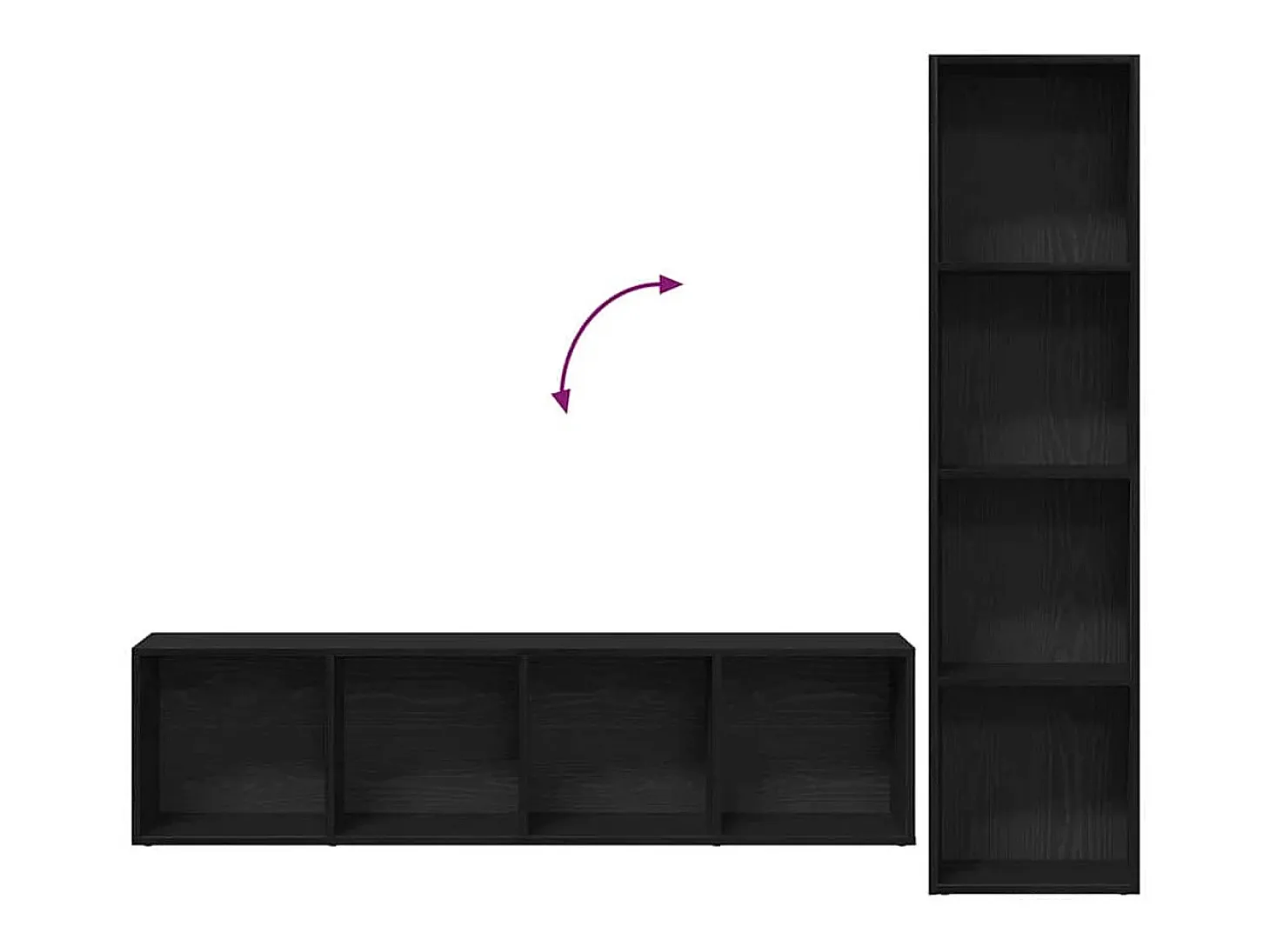 Estantería para libros 3 piezas Roble Negro 36 x 30 x 143 cm