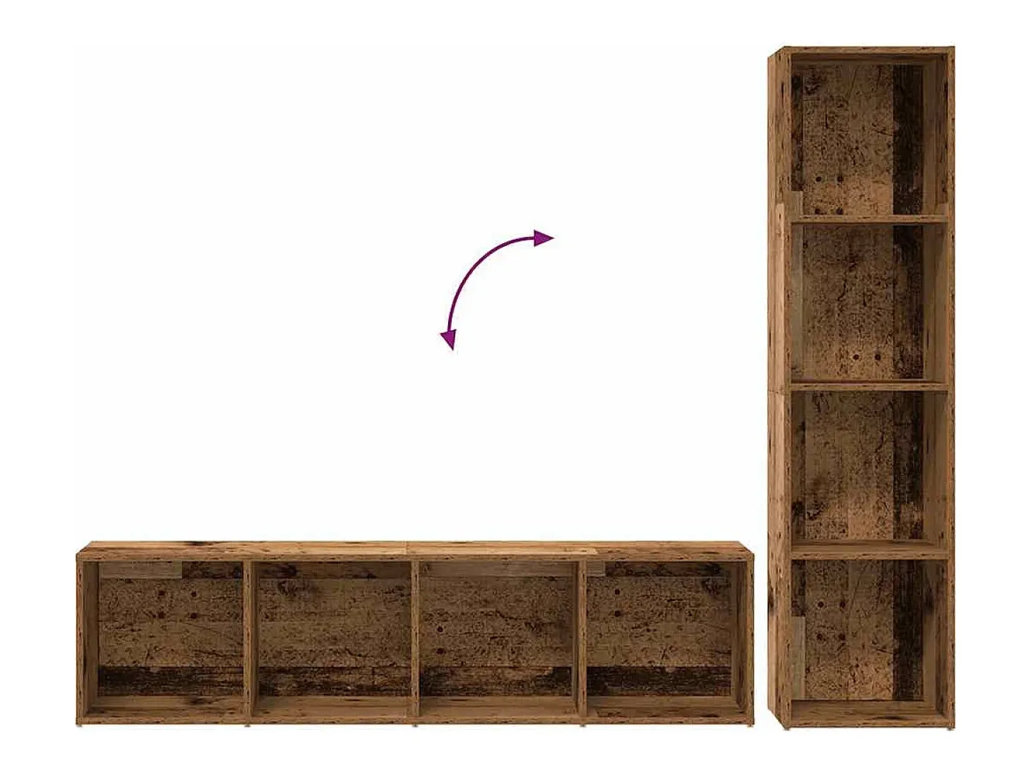 Estantería para libros 3 unidades madera vieja madera de ingeniería