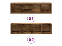 Estantería para libros 3 unidades madera vieja madera de ingeniería