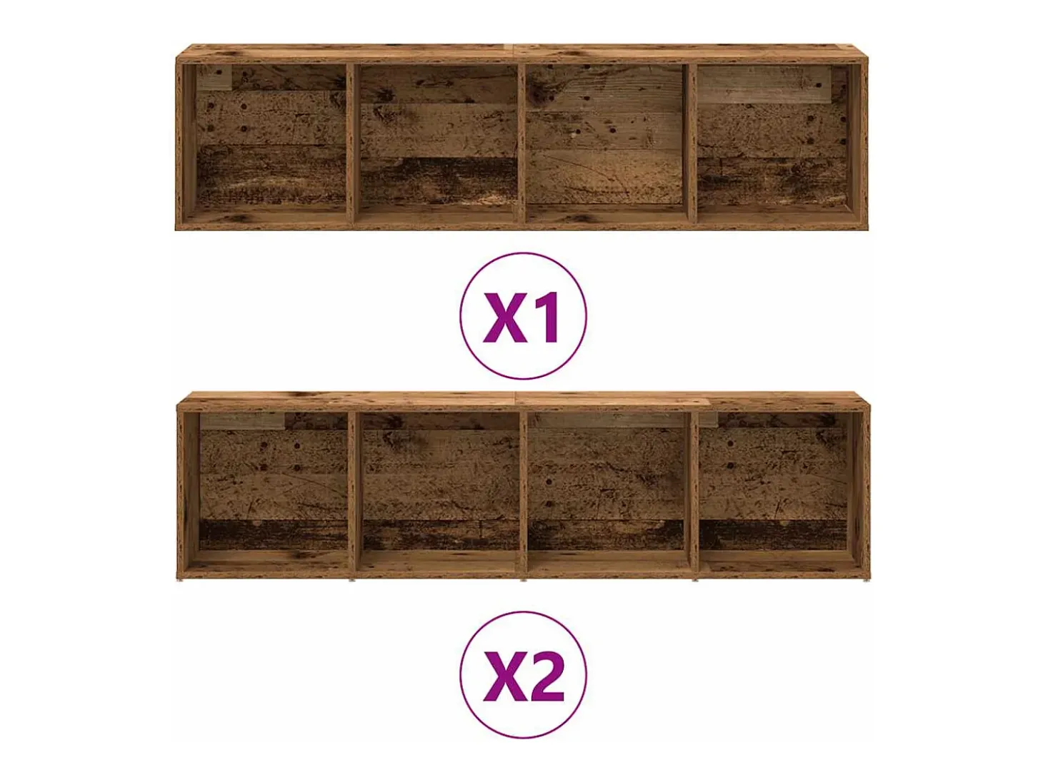 Estantería para libros 3 unidades madera vieja madera de ingeniería
