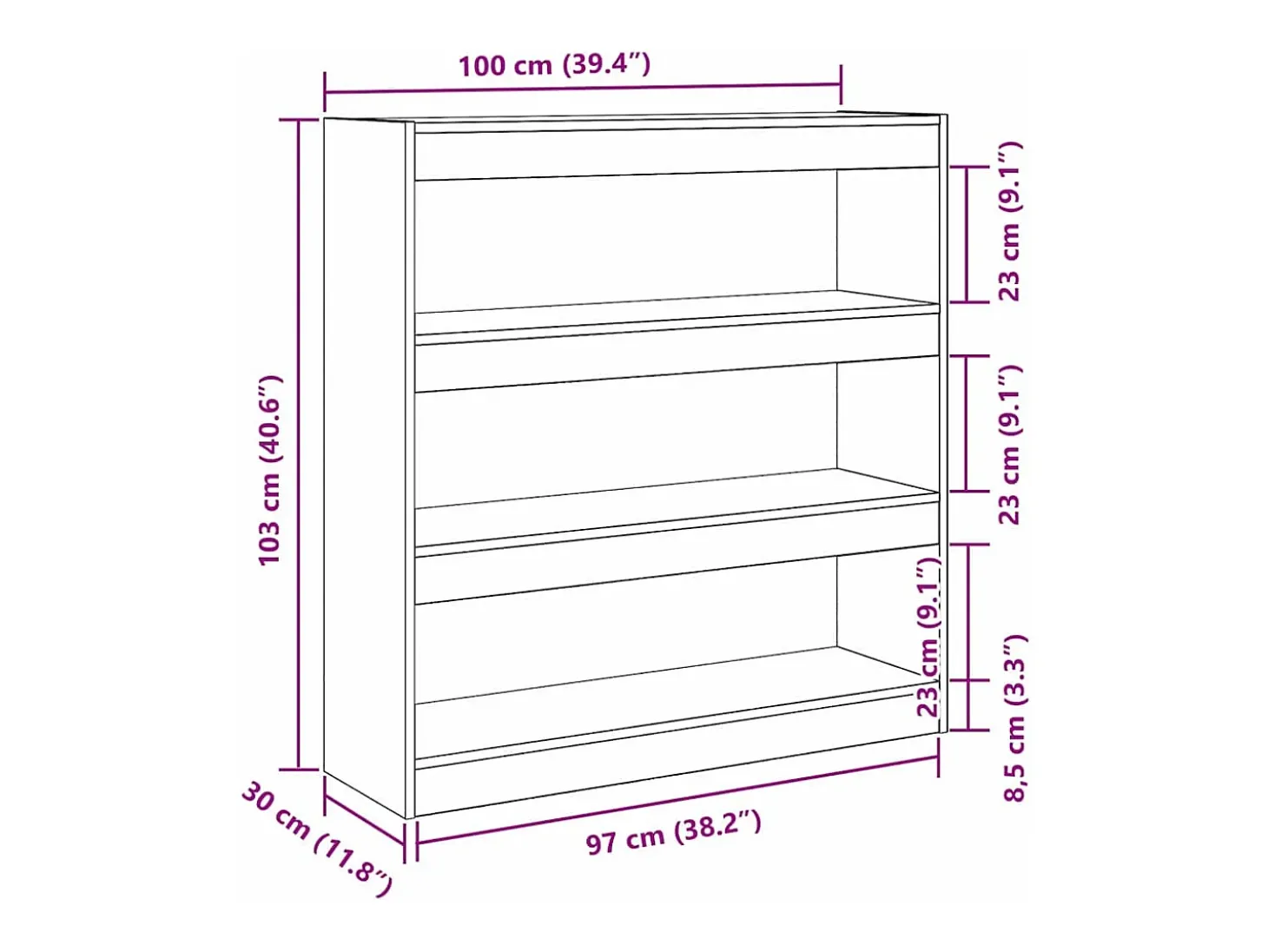 Estantería para libros Roble artisan 100 x 30 x 103 cm