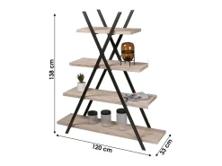 Estantería pirámide de 4 niveles colección DARYL – Estilo industrial, color roble y negro
