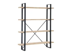 Estantería Plank 4 estantes metal roble nordish/negro 180x150x30 cm Adec