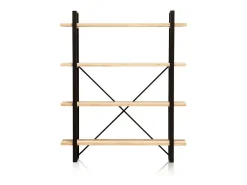 Estantería Plank 4 estantes metal roble nordish/negro 180x150x30 cm Adec