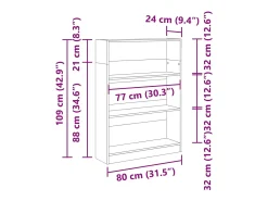 Estantería Roble negro 80 x 24 x 109 cm Madera contrachapada