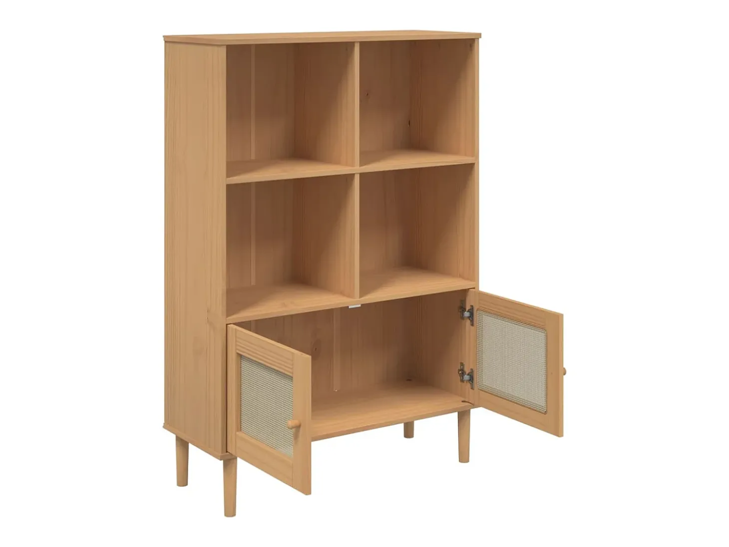 Estantería SENJA aspecto ratán madera pino marrón 90x35x130 cm