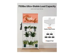 Estantería SucceBuy Plegable Móvil, 5 Niveles, Estantería Plegable con Ruedas, 81x36x183 cm, Metal Robusto, Carga Estática 340 kg Dinámica 90,7 kg