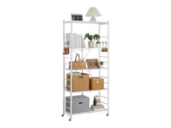 Estantería SucceBuy Plegable Móvil, 5 Niveles, Estantería Plegable con Ruedas, 81x36x183 cm, Metal Robusto, Carga Estática 340 kg Dinámica 90,7 kg