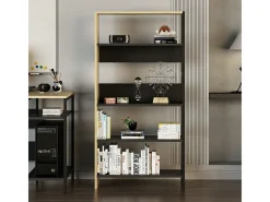 Estantería Tiran Bookcase 4 estantes roble/negro 150x76x30 cm