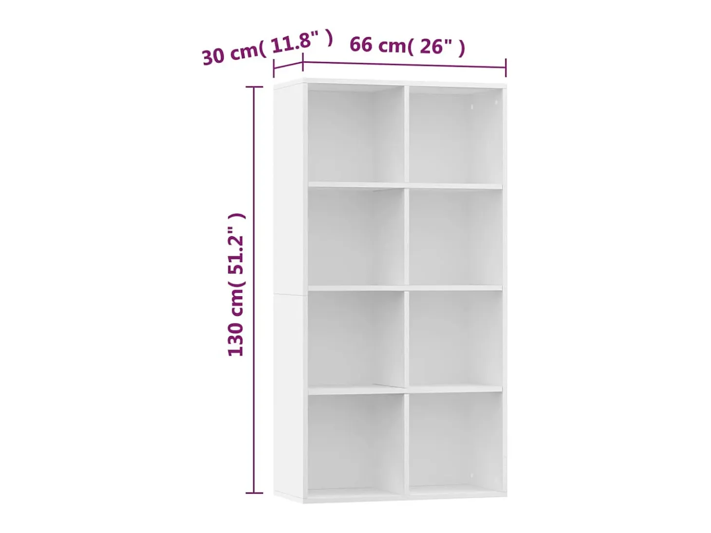 Estantería/Aparador madera contrachapada blanco 66x30x130 cm