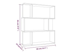 Estantería/Biombo madera aglomerada roble ahumado 80x24x96 cm