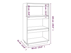 Estantería/divisor de espacios madera pino negro 60x35x103 cm