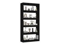 Estantería/divisor de espacios madera pino negro 80x30x167,4 cm