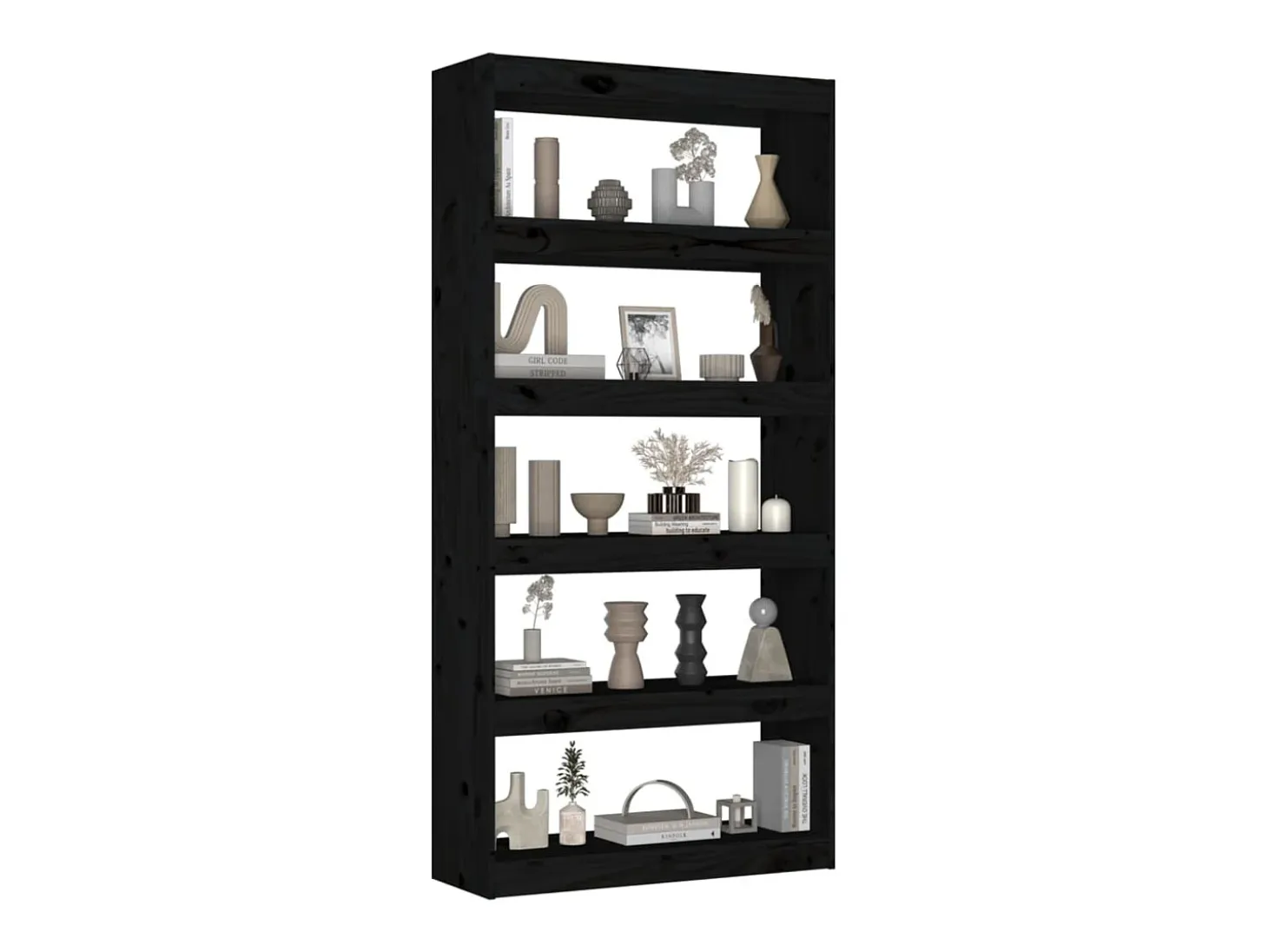 Estantería/divisor de espacios madera pino negro 80x30x167,4 cm