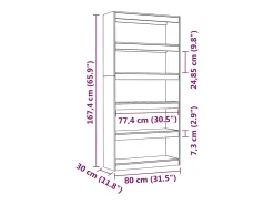 Estantería/divisor de espacios madera pino negro 80x30x167,4 cm