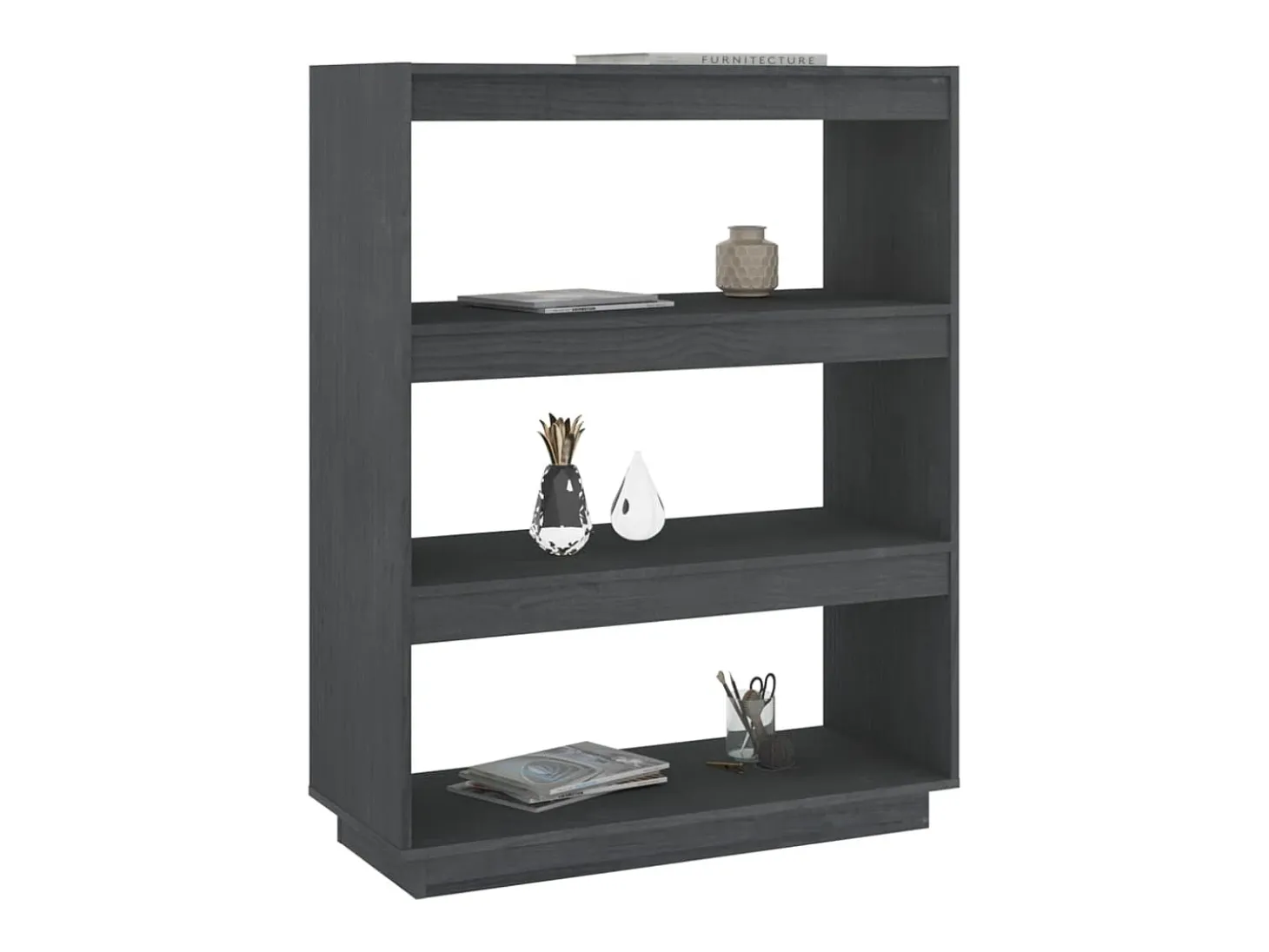 Estantería/divisor de espacios madera de pino gris 80x35x103 cm