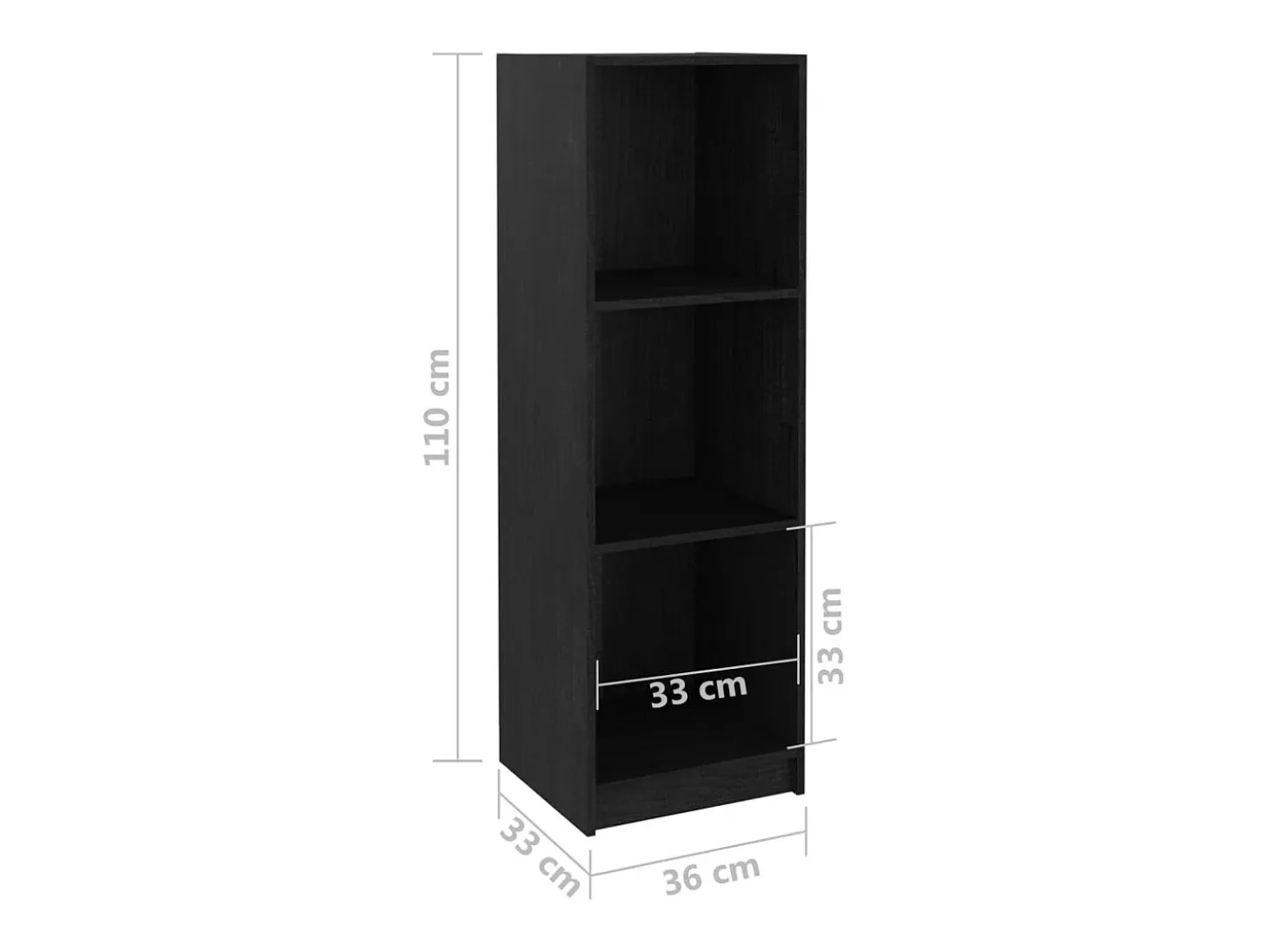Estantería/divisor de espacios madera pino negro 36x33x110 cm