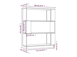 Estantería/divisor de espacios madera pino gris 80x25x101 cm