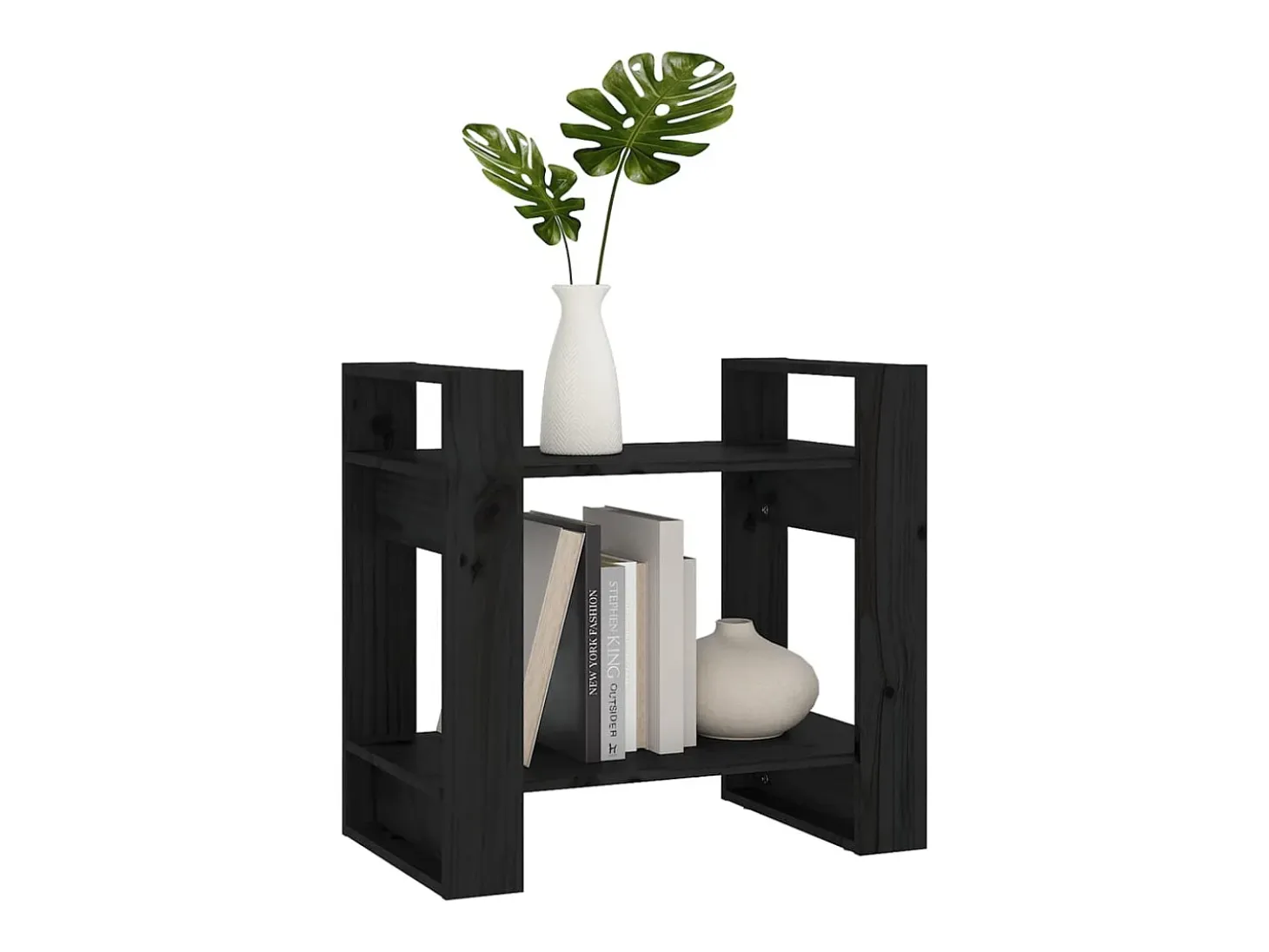Estantería/divisor de espacios madera pino negro 60x35x57 cm