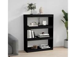 Estantería/divisor de espacios madera pino negro 80x30x103,5 cm