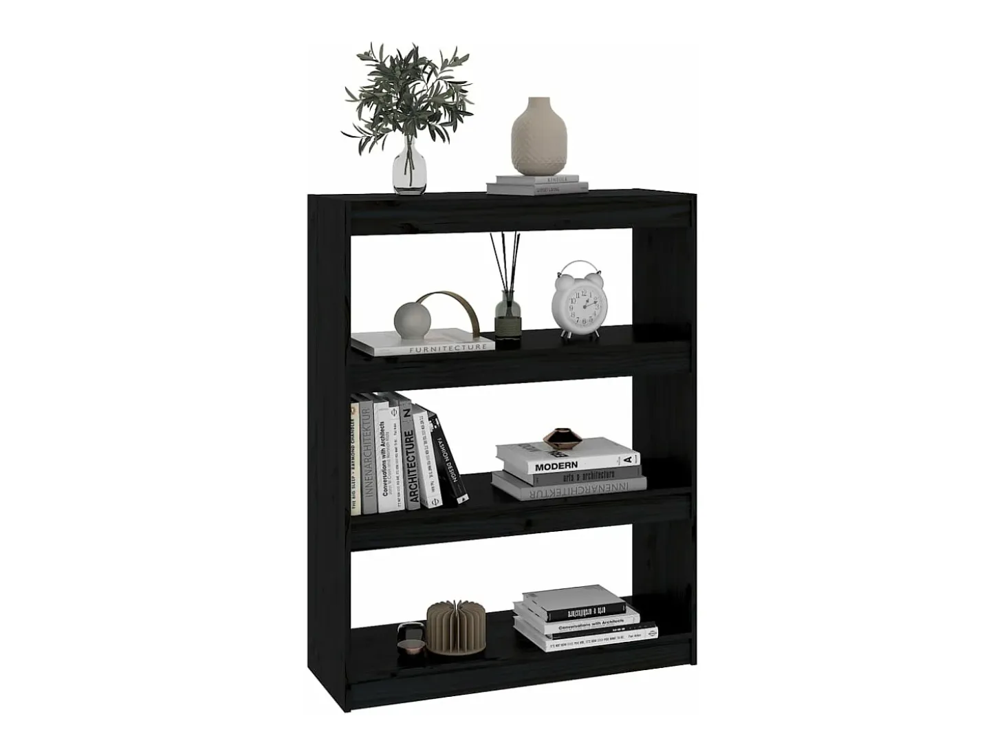 Estantería/divisor de espacios madera pino negro 80x30x103,5 cm