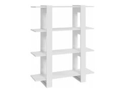 Estantería/divisor de espacios blanco brillante 100x30x123,5 cm