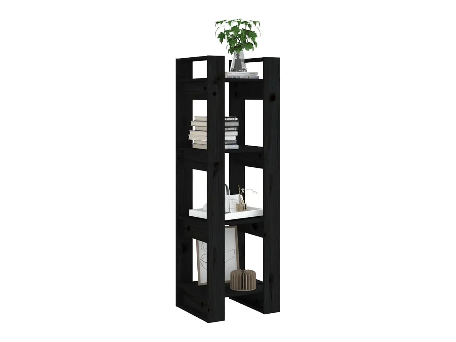 Estantería/divisor de espacios madera pino negro 41x35x125 cm