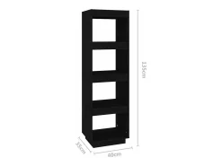 Estantería/divisor espacios madera de pino negro 40x35x135 cm