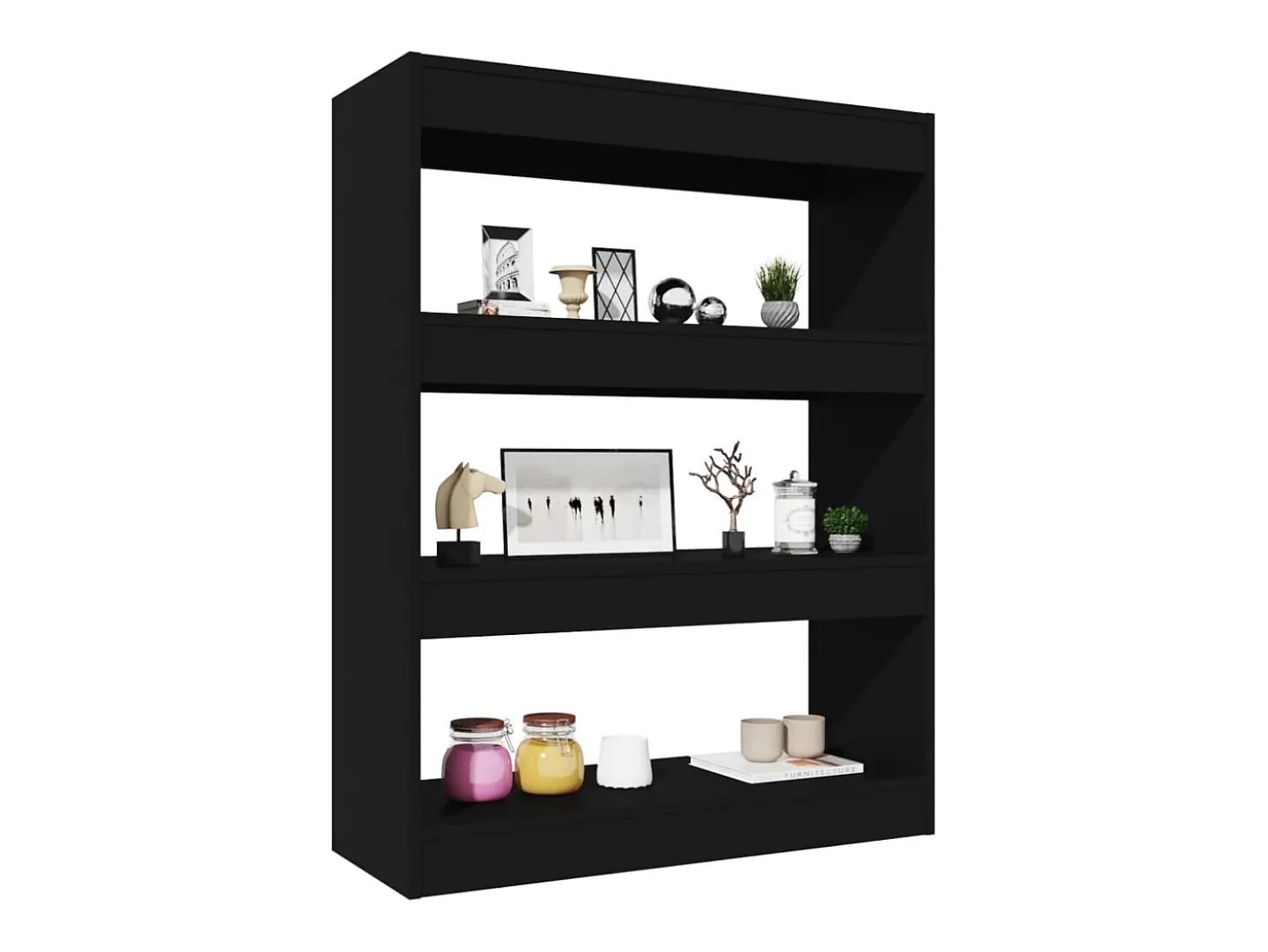 Estantería/divisor madera contrachapada negro 80x30x103 cm