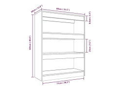 Estantería/divisor madera contrachapada blanco 80x30x103 cm