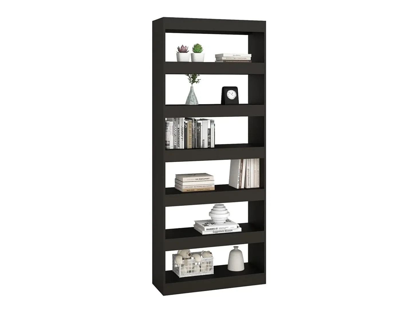 Estantería/divisor madera de ingeniería negro 80x30x198 cm