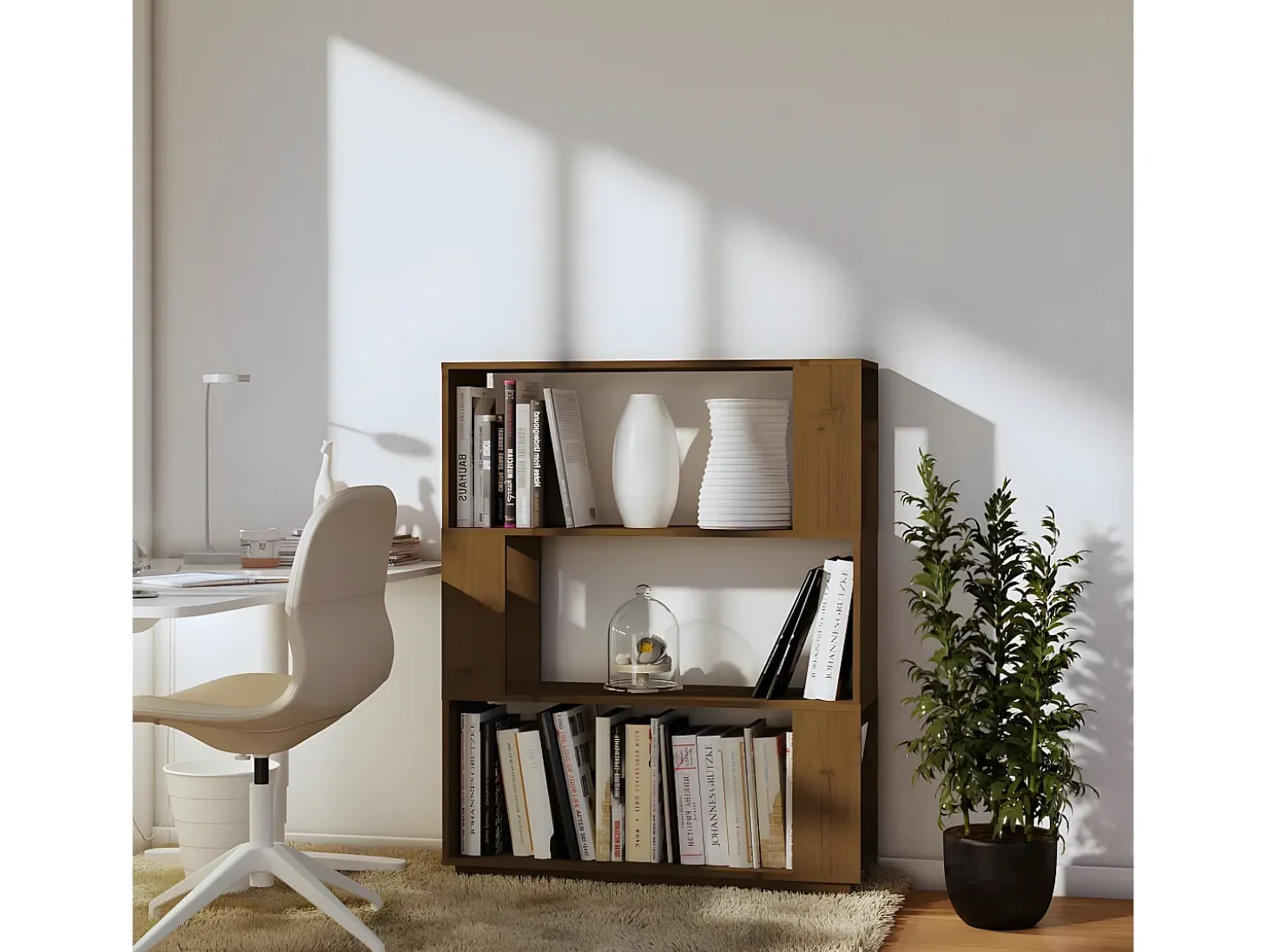 Estantería/divisor madera de pino marrón miel 80x25x101 cm