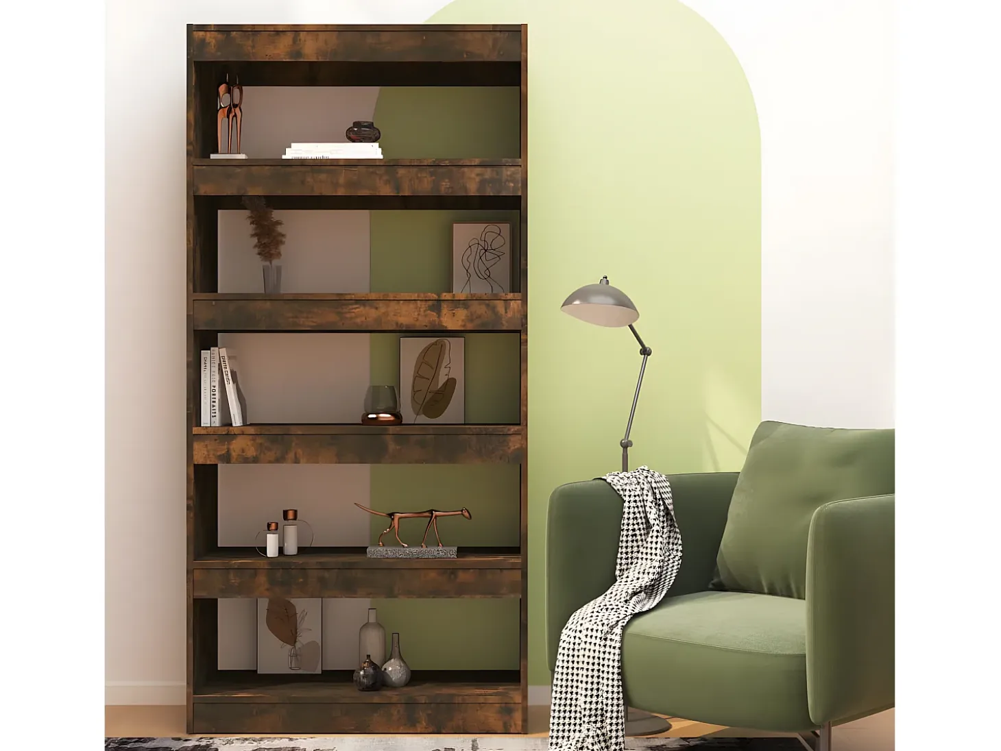 Estantería/divisor madera ingeniería roble ahumado 80x30x166 cm