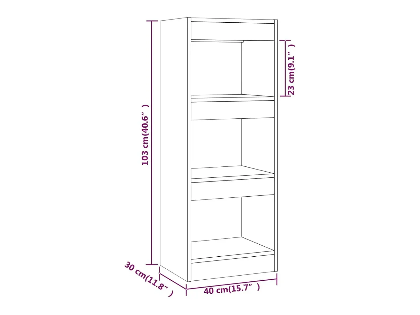 Estantería/divisor madera ingeniería roble Sonoma 40x30x103 cm