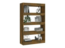 Estantería/divisor madera ingeniería roble ahumado 80x30x135 cm